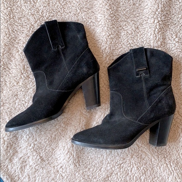 Burberry Brit Suede Finghin Ankle Heel Boots Black - Picture 1 of 16